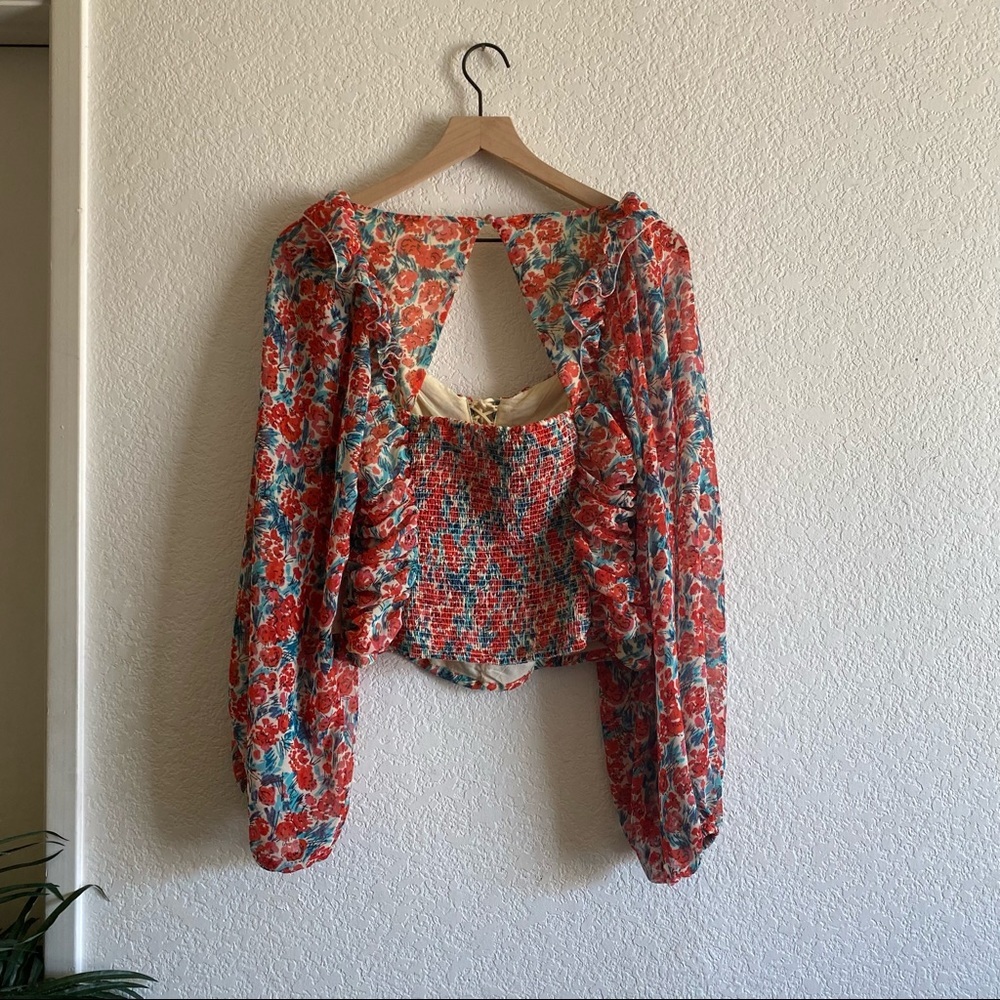 NWT Free People Mabel Print Top Small Pink - Picture 7 of 10
